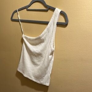 American Eagle White One-Shoulder Top